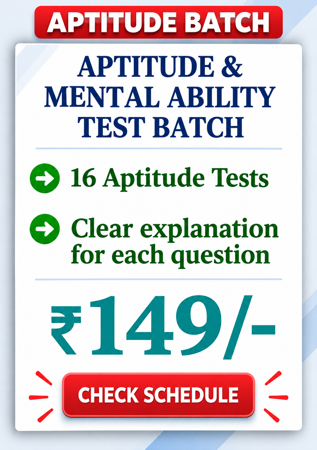 Aptitude Test Batch poster, ₹149