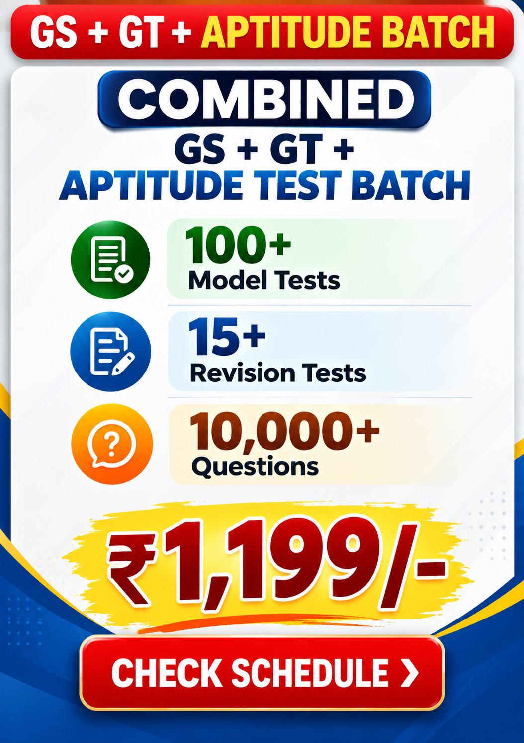 GS + GT + Aptitude Test Batch poster, ₹999